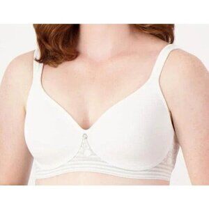 Breezies Floral Strice Seamless WirefreeT-Shirt Bra White 36 DD